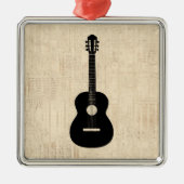 Acoustic Guitar Art Script Background Metalen Ornament (Voorkant)