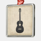 Acoustic Guitar Art Script Background Metalen Ornament (Links)