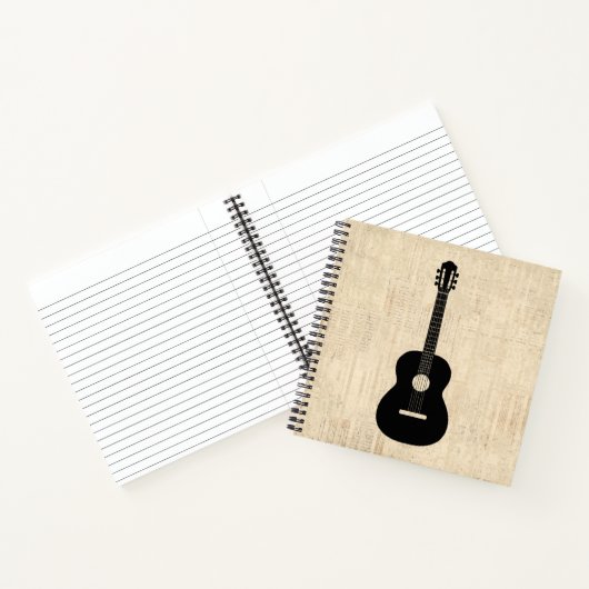 Acoustic Guitar Art Script Background Notitieboek (Binnen)