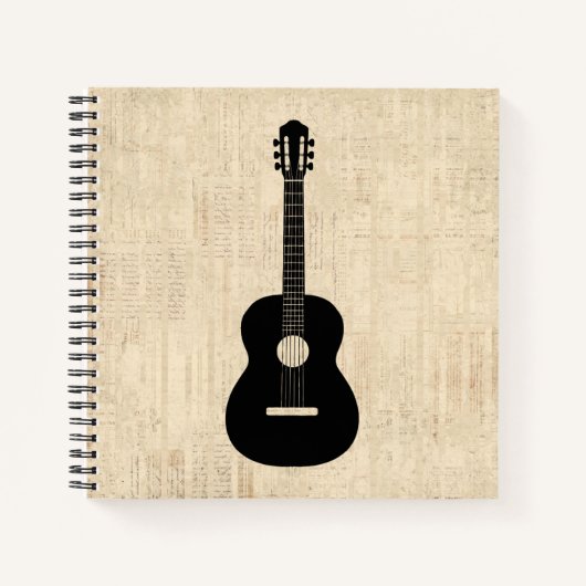 Acoustic Guitar Art Script Background Notitieboek (Voorkant)
