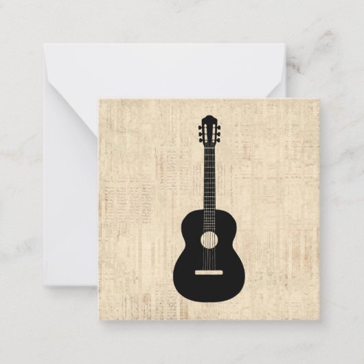 Acoustic Guitar Art Script Background Notitiekaartje (Voorkant)