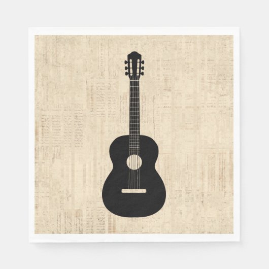 Acoustic Guitar Art Script Background Servet (Voorkant)