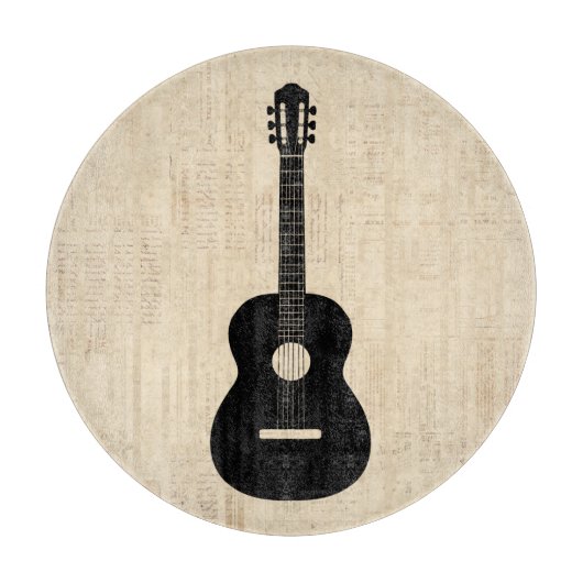 Acoustic Guitar Art Script Background Snijplank (Voorkant)