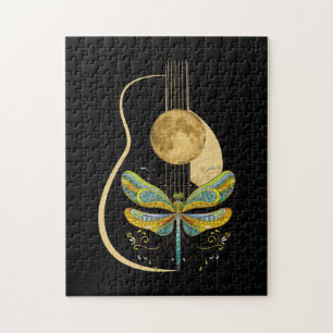 Acoustic Guitar Artistic Dragonfly Music Legpuzzel