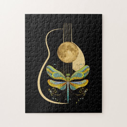 Acoustic Guitar Artistic Dragonfly Music Legpuzzel (Verticaal)