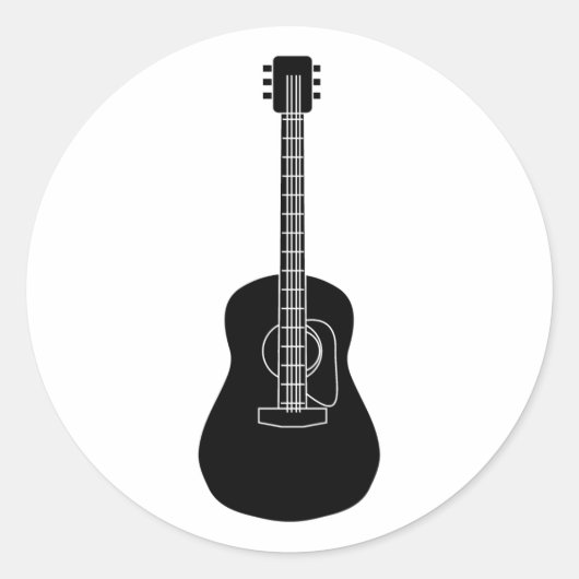 Acoustic Guitar Black Ronde Sticker (Voorkant)
