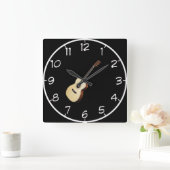 "Acoustic Guitar" design wall clocks Vierkante Klok (Huis)