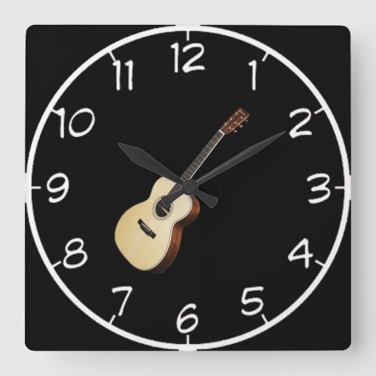 "Acoustic Guitar" design wall clocks Vierkante Klok (Voorkant)