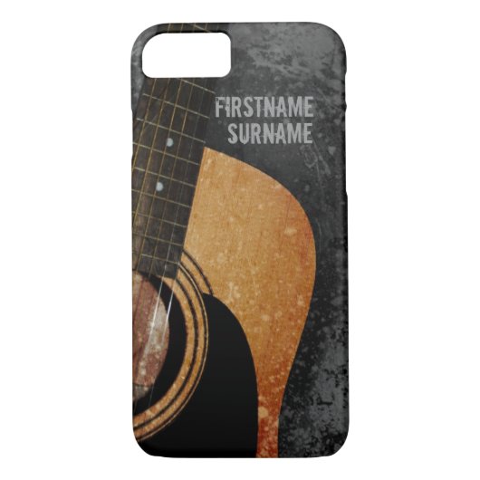 Acoustic Guitar Gray Grunge Custom iPhone 7 hoesje (Achterkant)