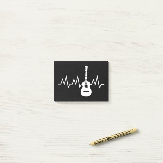 Acoustic Guitar Heart Beat Post-it® Notes (Op bureau)