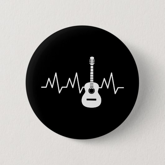 Acoustic Guitar Heart Beat Ronde Button 5,7 Cm (Voorkant)