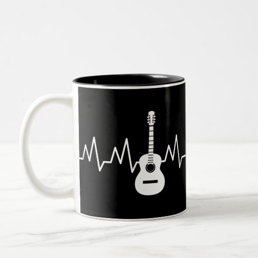 Acoustic Guitar Heart Beat Tweekleurige Koffiemok (Links)