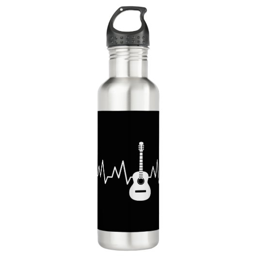 Acoustic Guitar Heart Beat Waterfles (Voorkant)
