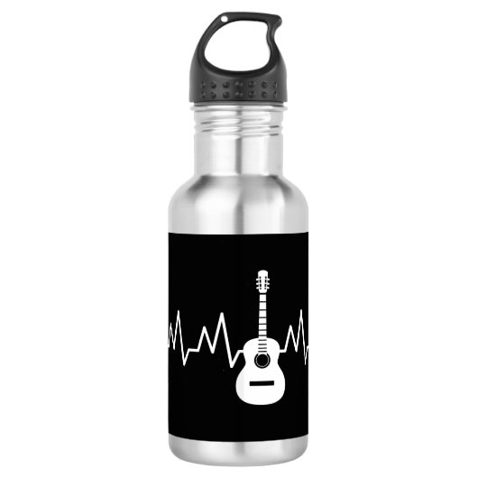 Acoustic Guitar Heart Beat Waterfles (Voorkant)