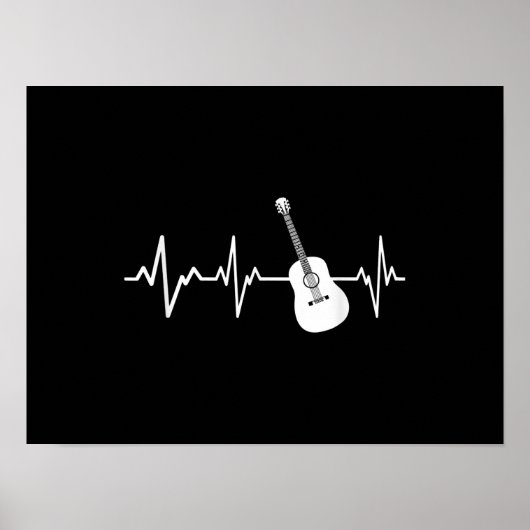Acoustic Guitar Heartbeat Gift Instrument Guitaris Poster (Voorkant)