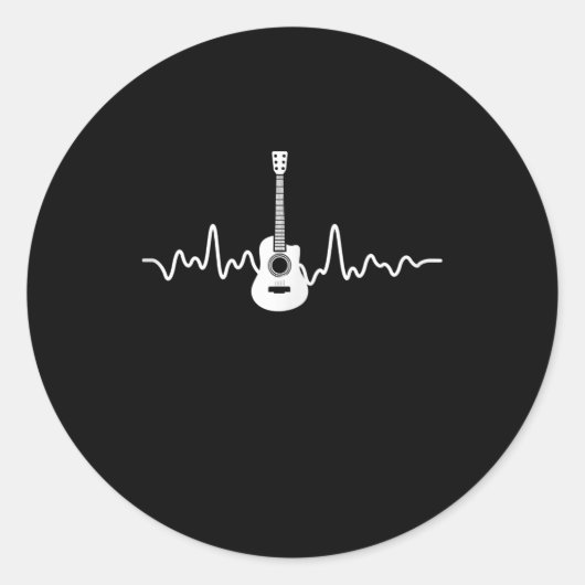 Acoustic Guitar Heartbeat Guitar Player Musicus Ronde Sticker (Voorkant)