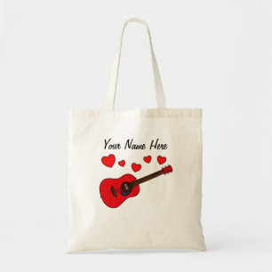 Acoustic Guitar Hearts Gitarist Musician Custom Tote Bag