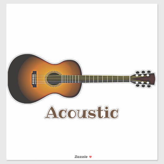 Acoustic Guitar Instrument Design Contour Sticker (Vel)