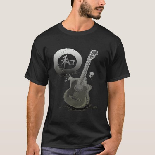 Acoustic Guitar & Japanese Zen Circle T-shirt (Voorkant)