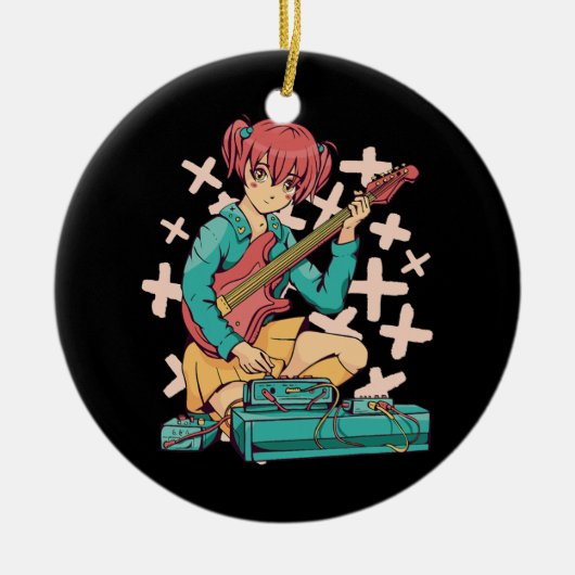 Acoustic Guitar Japanse Muziek Kawaii Anime Keramisch Ornament (Voorkant)
