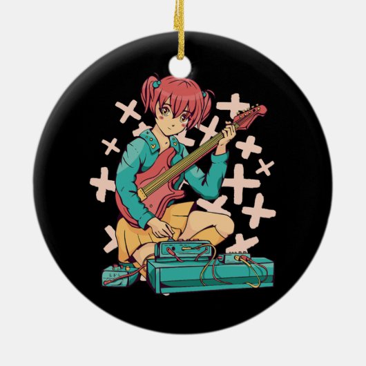 Acoustic Guitar Japanse Muziek Kawaii Anime Keramisch Ornament (Achterkant)