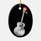 Acoustic Guitar-kerst zwart-wit Keramisch Ornament (Voorkant)