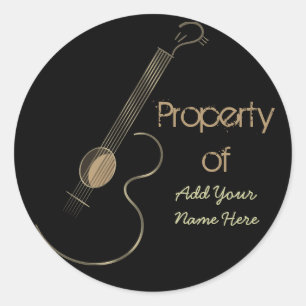 Acoustic Guitar Logo Personalised Stickers