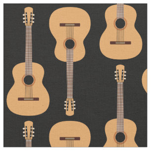 Acoustic Guitar Music Band Pattern Stof