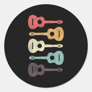 Acoustic Guitar Music Musician BassiRetro Ronde Sticker