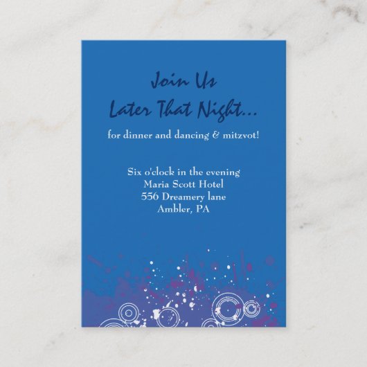 Acoustic Guitar Musical Bar Bat Mitzvah Party Card Visitekaartje (Voorkant)