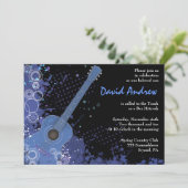 Acoustic Guitar Musical Bar Bat Mitzvah Uitnodigin Kaart (Staand voorkant)