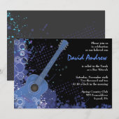 Acoustic Guitar Musical Bar Bat Mitzvah Uitnodigin Kaart (Voorkant / Achterkant)