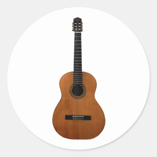 Acoustic Guitar Musical Instrument Ronde Sticker (Voorkant)