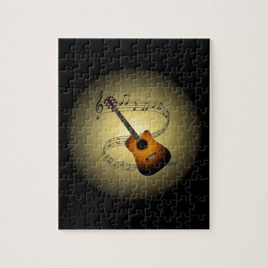 Acoustic Guitar~ Musical Scale ~ Musical Wereldbol Legpuzzel (Verticaal)
