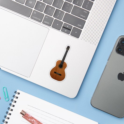 Acoustic Guitar Musical Sticker (Laptop met iPhone)