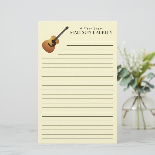 Acoustic Guitar Musician Music Teacher Briefpapier (Staand voorkant)
