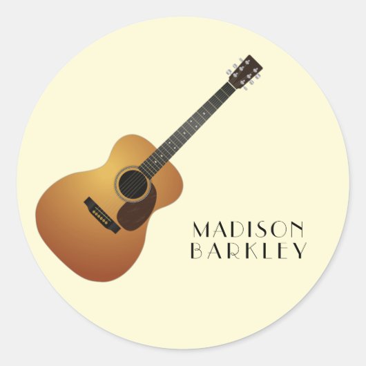 Acoustic Guitar Musician Music Teacher Ronde Sticker (Voorkant)