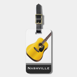 Acoustic Guitar Nashville Word Custom Bagagelabel