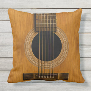 Acoustic Guitar Natural Wood Music Pillow Buitenkussen