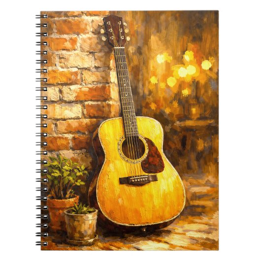 Acoustic Guitar Oil Painting Notebook Notitieboek (Voorkant)