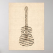 Acoustic Guitar Old Sheet Music Poster (Voorkant)