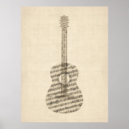 Acoustic Guitar Old Sheet Music Poster (Voorkant)