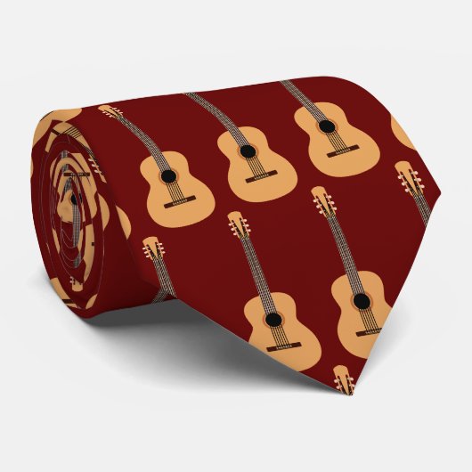 Acoustic Guitar Pattern Guitarist Stropdas (Opgerold)