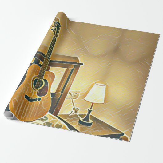 Acoustic guitar player gift cadeaupapier (Uitgerold)