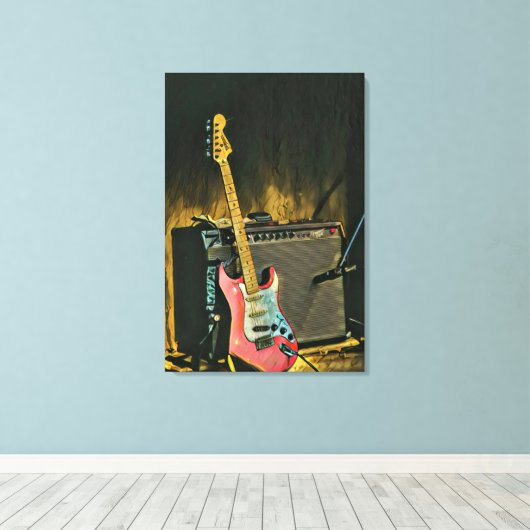 Acoustic guitar player gift canvas afdruk (Insitu (Houten vloer))