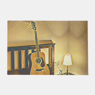Acoustic guitar player gift deurmat