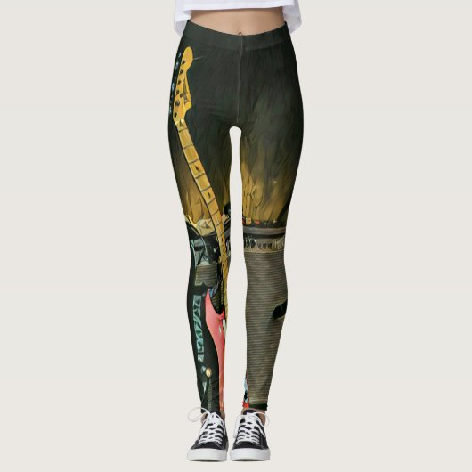 Acoustic guitar player gift leggings (Voorkant)