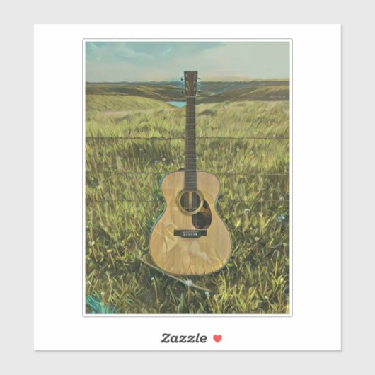 Acoustic guitar player gift sticker (Vel)