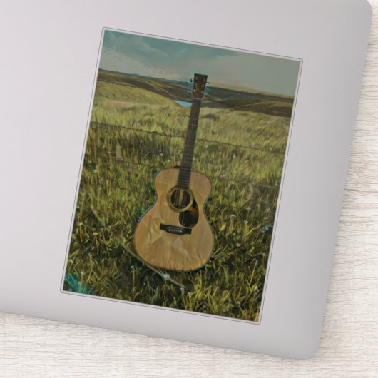 Acoustic guitar player gift sticker (Detail)