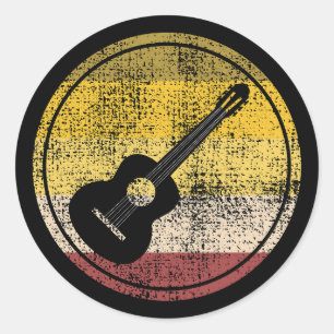 Acoustic Guitar Player Music Musician Retro Ronde Sticker